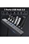 موزع USB بـ 7 منافذ بطول 6 أقدام لسطح المكتب، 4 منافذ USB-A و3 منافذ USB-C، موزع USB من الألومنيوم بسرعة 5 جيجابت في الثانية، موسع USB - 4