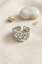 Adjustable Silver Color Ring with Chain and Knot Detail