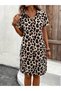 Women's Short Sleeve V-Neck Leopard Print Atlas Short Dress - 3