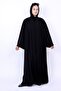 Elegant Black Front Pleated Abaya with Flower Embroidery and Bead Handwork Detail - 8