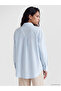 Xside Blue Striped Oversize Linen Blend Women's Shirt - 4