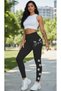 Women's Black High Waist Cat Face and Paw Printed Sports Leggings - 3