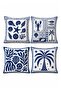 Indigo Blue Seafood Patterned 4-Piece Throw Pillow Cover Set - 3