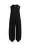 Black Hooded Sleeveless Graphic Printed Flowy Jumpsuit 19089