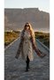 Beige Tile Ethnic Patterned Women's Shawl Authentic Geometric Pattern Daily Shawl - 3