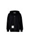 Black Zippered Hooded Oversize Sweatshirt with Floral Print on the Back 19040