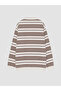 Lcw Kids Gray Polo Collar Striped Boys' Sweatshirt - 3