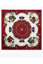 Women's 90X90 cm Red Ecru Satin Scarf with Phaeton Chain and Tassel Pattern