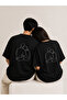 Lover's Combination Hugging Couple Printed 2-Piece Oversize T-Shirt Set