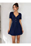 Buttoned V-Neck Dress