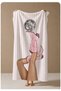 70X150 Beach Towel with a Woman Figure in White Fashion Illustration - Digital Printed Colorfast Bath Towel - 4