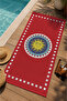 Red and White Retro Sun Emblem Patterned 70X150 Beach Towel - Digital Printed Bath Towel - 3