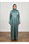 Sage Metallic Textured Satin Abaya