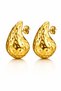 Gold Tone Hammered Teardrop Stud Earrings for Women – Textured Statement Earrings, Modern Chunky Fashion Jewelry - 7