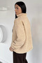 Beige Women's Half-Zip Plush Sweatshirt - 4
