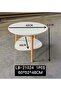 Round 2-Tier Coffee Table 60x52x48cm, Modern Side Table with White Shelves and Natural Wooden Legs, Compact Living Room Accent Table for Home, Bedroom, Lounge, Office and Decorative Stora - 4