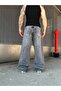Anthracite Extra Baggy Washed Premium Trousers Blue Wide Leg - 3