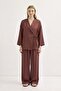 Tie-Up Kimono Modal Trousers Set Coral