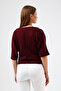 Stone Detailed Lycra Wide Collar Stylish Bodysuit - 6