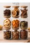 9 Pieces of Airtight Natural Bamboo Glass Jars with Lids - Set of 9 Multi-Purpose Jars - 620 ml