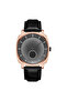 Men's Rose Gold Stainless Steel Watch, Black Leather | Trn045mm
