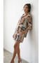 Women's ethnic patterned bohemian chic, relaxed fit shirt & shorts 2-piece set - 2