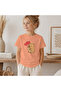Children's Capybara Send Love Patterned Printed T-Shirt 100% Cotton Single Jersey Fabric - Salmon - 2
