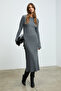 Duende Women's Round Neck Stripe Patterned Slim Fit Knitwear Grimelange Dress - 2