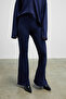 Semeus women's soft and flexible fabric wide leg navy blue tracksuit bottoms - 4
