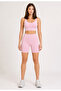 U Neck Bustier and Push up Shorts Sport Leggings Set - Pink / 1920-1950