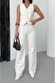 Women's Kemik V-Neck Five-Button Pocket Detailed Cotton Short Vest - 4