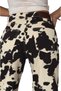 Women's Brown Jean Trousers High Waist Loose Leg Cow Pattern Long Wide Leg - 5