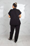 Women's Plus Size Muslin Jacket and Pants Two-Piece Set - 3