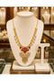 Crystal Necklace and Earrings Jewellery Set Gold-Tone Finish, Floral Pendant Design, Drop Earrings Included, Round Crystal Stones, 2 PCS Set - 2
