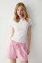 Olya Women's Round Neck T-Shirt with Contrast Collar and Cuff in White / Pink - 2