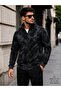 Men's 2 Thread Compact Combed Cotton Patterned Black Jacket