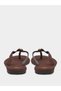 Brown Flat Flip-Flops with Gold Tone Metallic Detail - 4