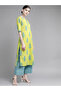 Green Printed Cotton Straight Kurta, Palazzos and Dupatta Set - 3