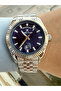 Dial Navy Blue Case Silver Color Men's Wristwatch with Calendar - 3