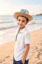 Boy's Gift: Camel Straw Straw Fedora with Dinosaur Figure |   Chin-Strap Sun Protection Summer Beach Hat