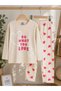 Girls' Pajama Set Long Sleeve Heart Patterned Do What You Love 2-4-6-8 Years Old Comfortable Home Wear - 3