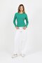 Women's Green Long Sleeve Ribbed Crew Neck Basic T-Shirt - H6161 - 7