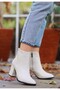 Biya Beige Leather Heeled Boots - 5