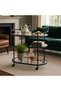 3-Tier Serving Trolley with Wheels, Rolling Bar Cart with Clear Glass Shelves, Metal Beverage Serving Cart with Half Middle Shelf - 6