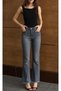 Women's Gray Stone High Waist Stoned Flare Cut Gray Denim Jean Trousers