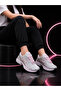 Women's Silver Sneaker Shoes with Pink Accents - 2