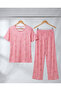 Women's Oversized Printed Long Sleeve 100% Cotton Crew Neck Pajama Set - 5