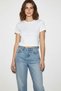 Women's Short Sleeve Crew Neck Crop White T-Shirt - 3