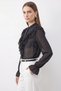 Women's Volan Detailed Transparent Chiffon Black Shirt - 4