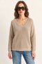 Women's V-Neck Lace Detailed Knitwear Beige Sweater
